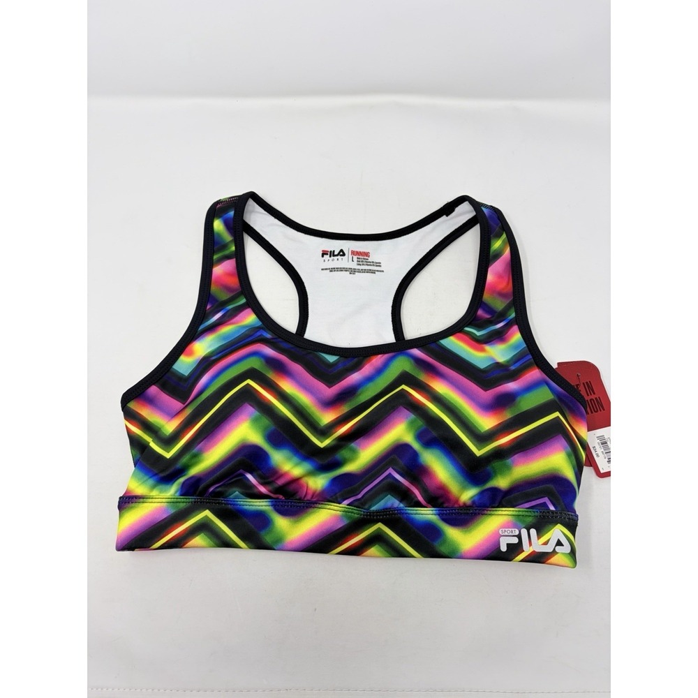 Fila Sport Running Womens Size Large Bright Chevron Medium Impact Sports Bra 683